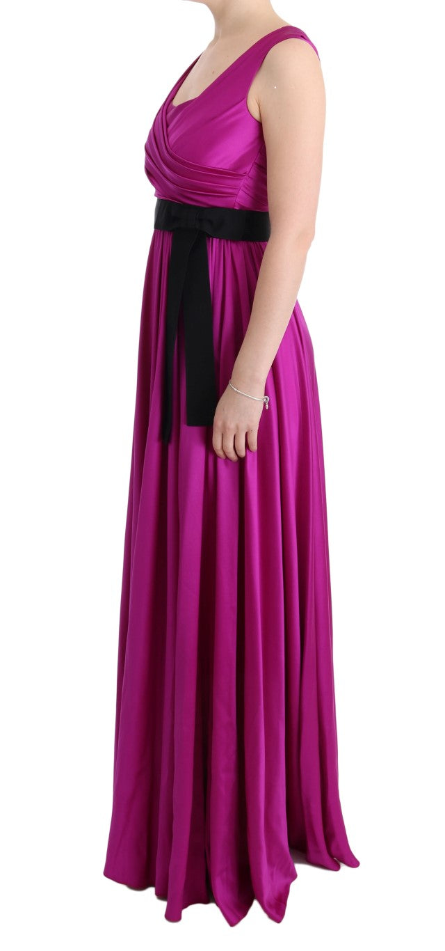 Dolce & Gabbana long pink silk stretch shift dress